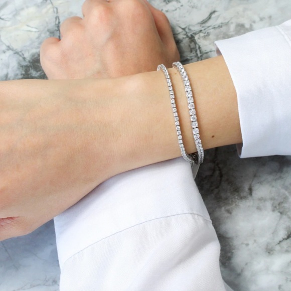 Bella Crystal Line Tennis Bracelet in 925 Silver Dazzling Diamond - Picture 5 of 8